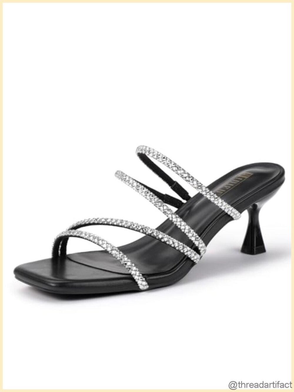 Rhinestone Kitten Heel Slingback Sandals Square Toe Slip On